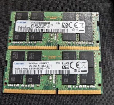 メモリー DDR4 64GB (32gb x2) 2666mhz Samsung SAMSUNG 64GB Kit / 2 x 32GB DDR4 2666 2Rx8 PC4-21300 Laptop SO