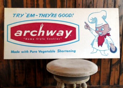 orig. 1960's-70's ARCHWAY COOKIES 36x16 **CARDBOARD SIGN** From