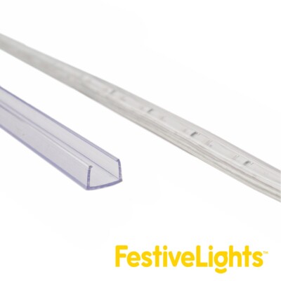 1m-20m Klar PVC Streifen Befestigung für LED 15mm Lichtschlauch Displays | Clips
