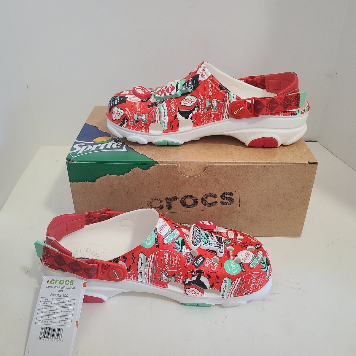 New CROCS Unisex COCA COLA ALL-TERRAIN CLOG Red WHITE Men 9 
