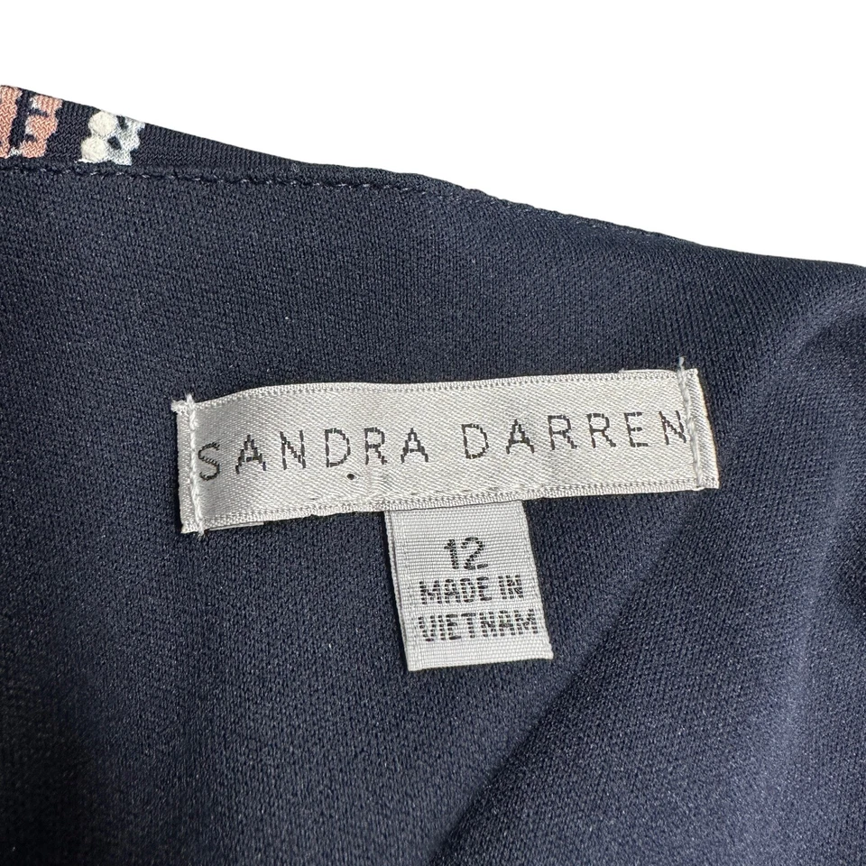 Vestido floral Sandra Darren para mujer talla 12 manga 3/4 oficina carrera Foto 3 de 4