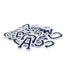 Varsity Letter Iron On Patch/Badge/Applique/Transfer A-Z Alphabet Black/White