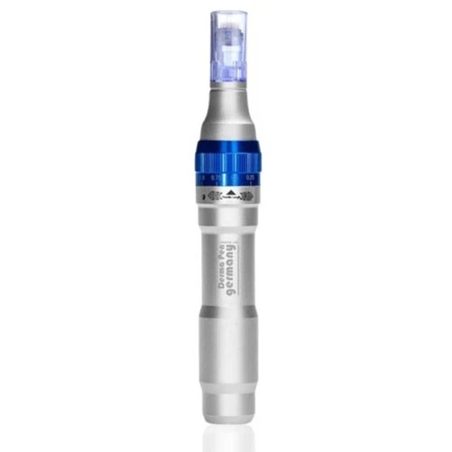 Derma Pen Germany Stylo Microneedling Anti-Âge 5 Niveaux Argent/Bleu - Photo 1/4
