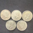Kennedy 1964 Silver Half Dollar Coins Lot of 5 Circulated 50C