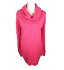 H&M Cozy Hot Pink Cowl Neck Slouchy Comfy Winter Wardrobe Sweater Dress Tunic M