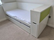 IKEA Flaxa Single Bed with full single trundle pullout and end shelf/drawer