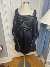 FASHION NOVA SATIN MINI BLACK DRESS-SIZEL-LARGE SLEEVES FIT ON SHOULDER EDGE-NWT