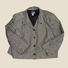 Pendleton Plus Vintage Houndstooth Blazer Jacket Black White 24W Made in USA