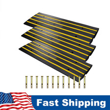   1/2/3 PCS Rubber Driveway Curb Ramps Heavy Duty Bumper Threshold Ramp 11000 Lbs