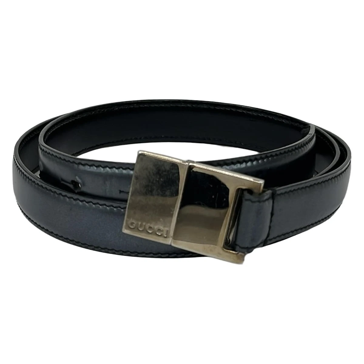 GUCCI - Dark Navy Leather Hardware Belt | eBay