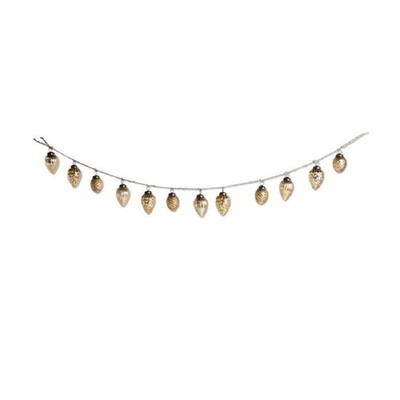 K&K Interiors 48in Gold Mercury Glass Acorn Ornament & Twine Garland