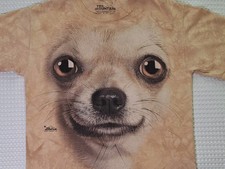2012 Chihuahua Dog Face Tan Cotton T-shirt Size S The Mountain