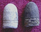 (2) DUG .577 CALIBER CONFEDERATE SELMA  ARSENAL "LUBE GROOVE" RIFLE BULLETS