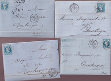 🦬 Lot de 4 Lettres avec N°22 - 20 c Bleu Empire - Différentes oblitérations🦬