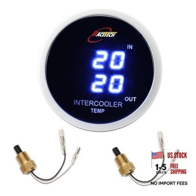 52mm (2-1/16'') Electrical Gauge - Digital Blue LED Dual Intercooler Temp
