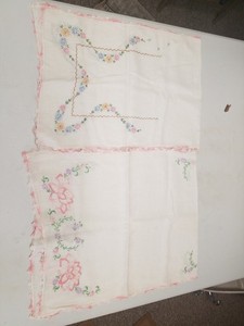 Set of 2 Hand Embroided Dresser Scarfs