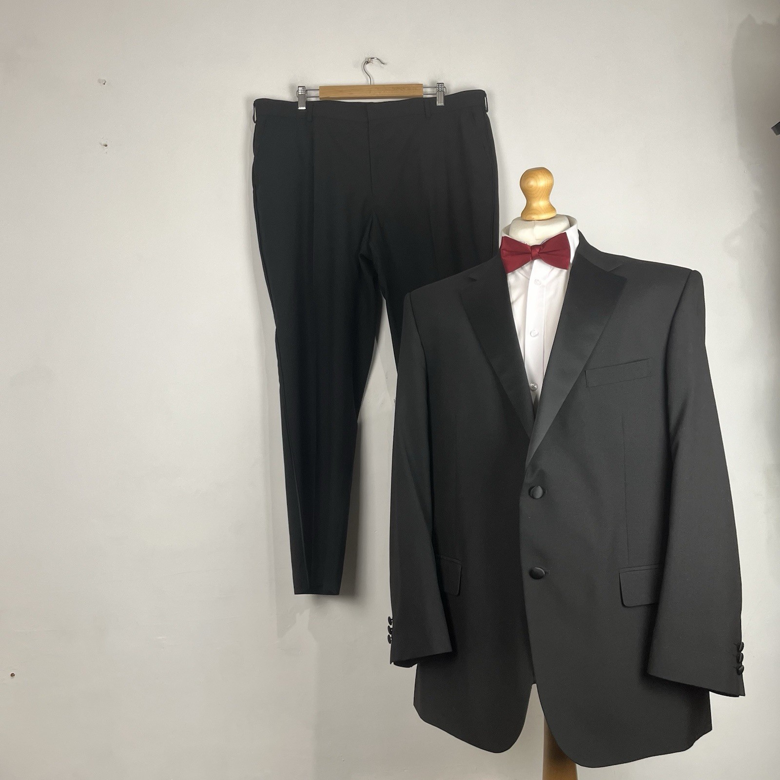 Marks and Spencer 2 Piezas Esmoquin Traje de Cena Para Hombre Negro 44R Chaqueta 42W 31L M&S
