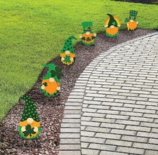 6-PC St. Patrick's Gnome Pathway Yard Stake Signs Corrugated Plastic 11.5"H 631
