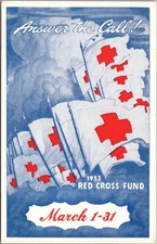 1953 RED CROSS FUND Poster Art Postcard "American Airlines" Washington DC Unused