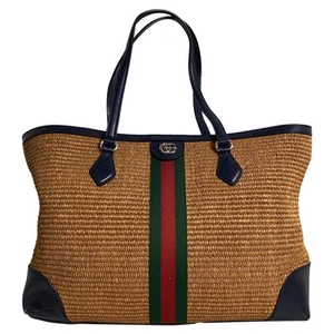 Gucci Ophidia Shopping Fourre tout Paille en Raphia Femme Beige Taille Unique