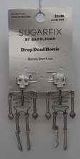 Sugarfix Bones Don't Lie Baublebar Halloween Skeleton Drop Dead Hottie Earrings