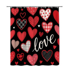 Colorful Love Hearts Shower Curtain for Kids and Valentine's Day