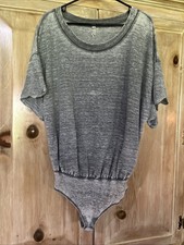 Free People Medium Oversized Gray Intimately Bodysuit Dolman Short Sleeve Top