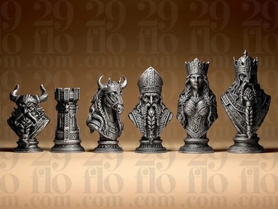 Nordic/Viking Stylized Chess Set Pieces Only no Board