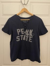 Penn State Vintage Womens L Tee Criss Cross Tie Front Shortsleeve USA Made