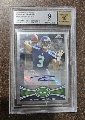 2012 TOPPS CHROME #40 RUSSELL WILSON ROOKIE AUTO RC Bgs Beckett 9 10 Autograph 