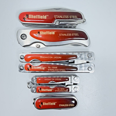 Sheffield Multi Tool Set w/ Flashlight AA Batteries & Carry Pouch Kit