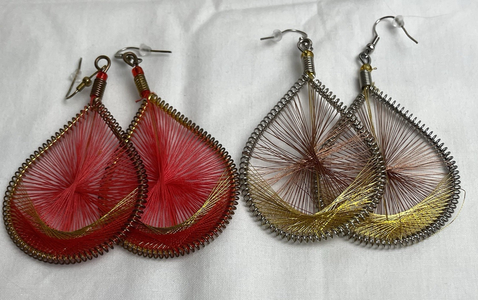 2 Pairs Peruvian Silk Thread Dangling Earrings 3.… - image 12