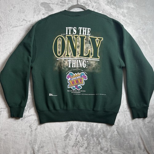 Vtg 90s Green Bay Packers Sweatshirt Mens XL Vince Lombardi AOP 1996 Super Bowl - Picture 7 of 12