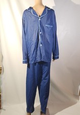 Vintage 1960s Men's Pajamas Blue Large L Nylon Faultless Enro Tricotones PJs L