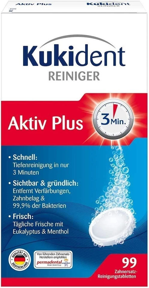 Kukident Aktiv Plus Reinigungstabletten 99 Zahnersatz-Reinigungstabletten - Bild 1 von 1