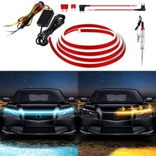 Exterior Car LED Hood Light Strip,Dual Color Dynamic Scan Start Up Hoodbeam K...