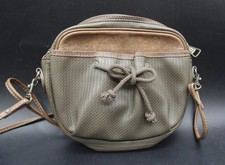 Charles Jourdan Actif Crossbody Bag Olive Green & Brown Leather Trim Round B804