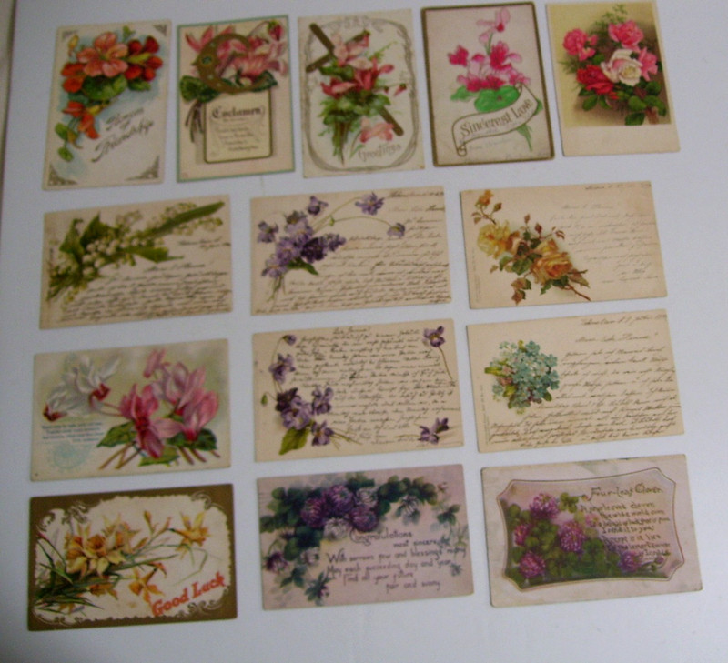 VINTAGE POSTCARDS ~ FLOWERS~GERMAN AND US ~1899 EARLY DATE~14 CARDS