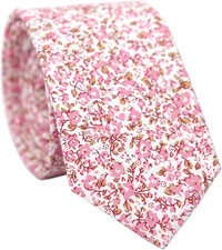 Cotton Floral Tie for Men, Skinny Flower Necktie for Wedding, Party, Activities,