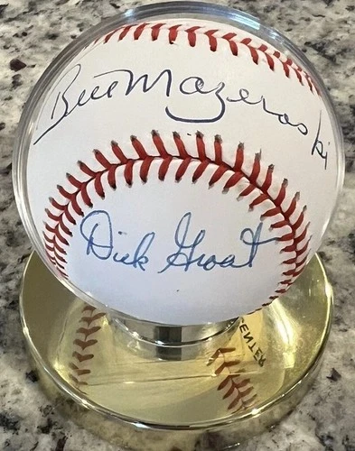 Bill Mazeroski Dick Groat Autographed Baseball Pittsburg Pirates HOF