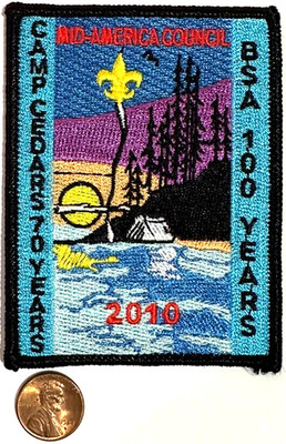 BOY SCOUT BSA 100th OA MID-AMERICA COUNCIL OA 147 CAMP CEDARS NE 2010 PATCH MINT