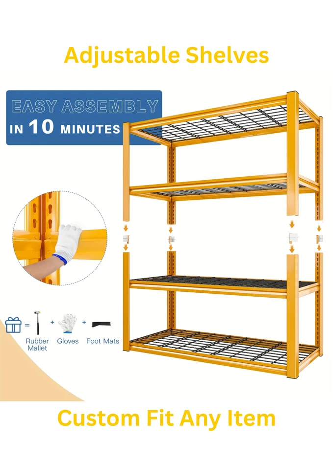 Estantería de almacenamiento de garaje de alta resistencia 4 niveles estante de metal ajustable 40 pulgadas utilitario Foto 3 de 4