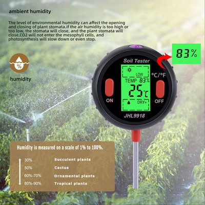 Lightweight Stable Easy to Install 3-in-1 Soil Tester PH Moisture Light Detector