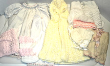 Vintage 9 Piece Baby Knit Cardigan Sweater Cape Hats Booties 2 Piece Nightgown