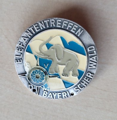 Vintage Elephantentreffen Elefant Bayerischerwald Auto Brosche Anstecknadel Anstecker