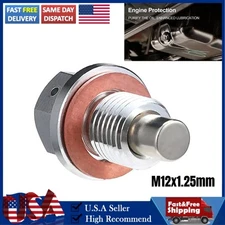 M12*1.25MM Magnetic Car Engine Oil Pan Drain Plug Nut Bolt Crush Washer Steel
