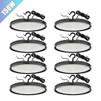 (8Pack) 150W LED High Bay Commercial Bay Lighting UFO Shop Lights 5000K KUKUPPO