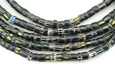 Old Black Venetian Aja Chevron African Beads 6-7mm (2420F059) Rustic