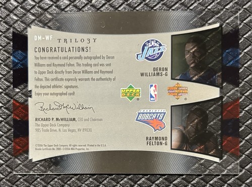 DERON WILLIAMS RAYMOND FELTON 2005-06 UD Trilogy Rookie Duomarks Auto /75 SP RC - Picture 2 of 2