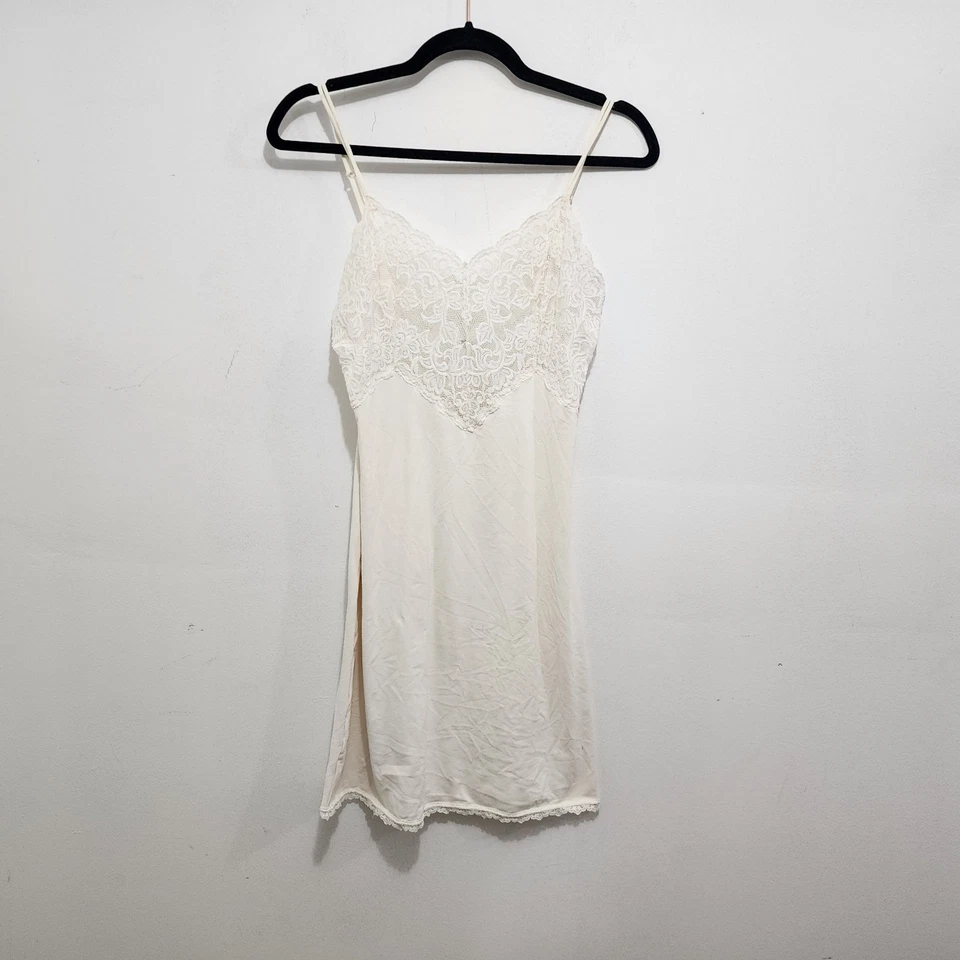 Wacoal Mesh Lace Romantic Chemise Slip Dress Size M White Semi Sheer Stretch - Image 3 of 4